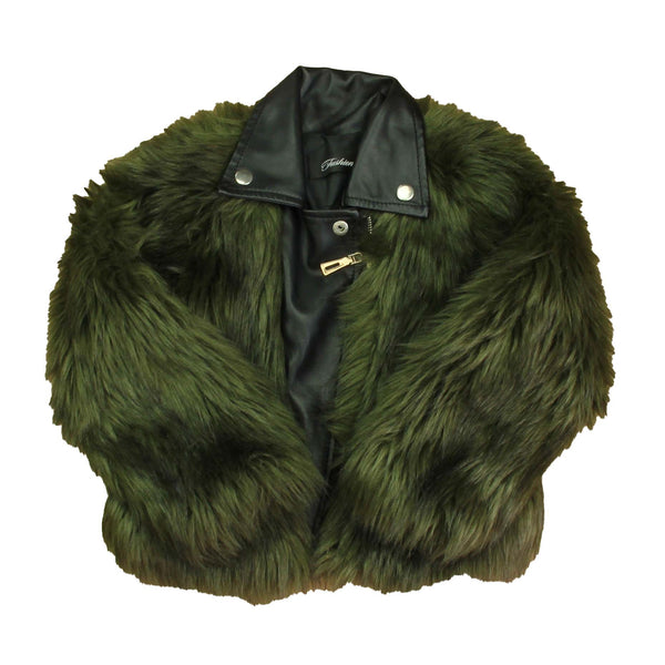 Fashionable 4T Green | Black Faux Fur