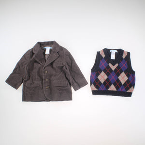 Janie and Jack 3-6 Months Brown | Black Argyle