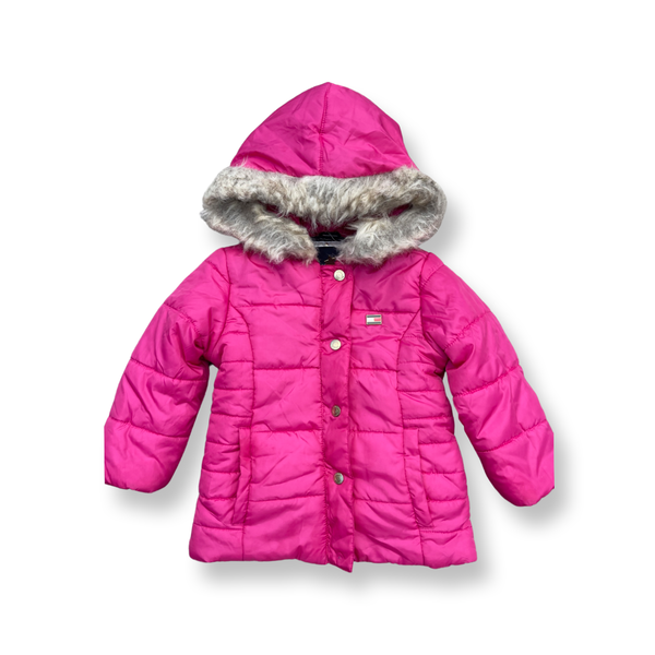Pink Coat with Fur Lined Hood